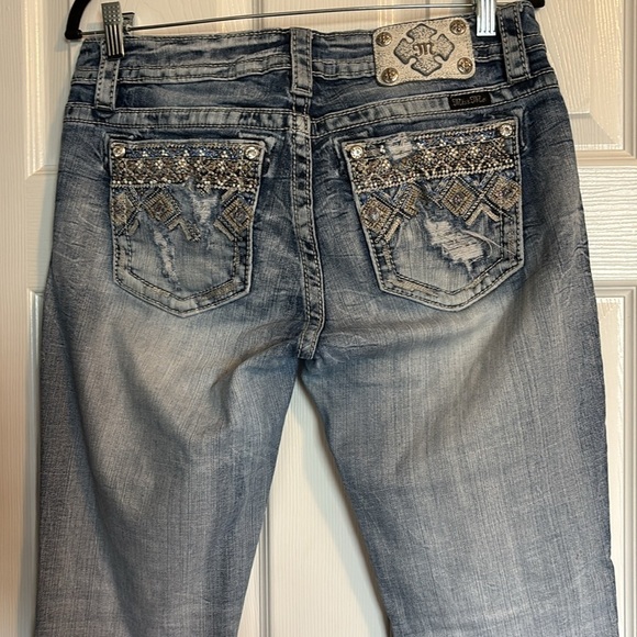 Miss Me women’s blue distressed embellished ankle skinny jeans size 30 - Picture 7 of 12
